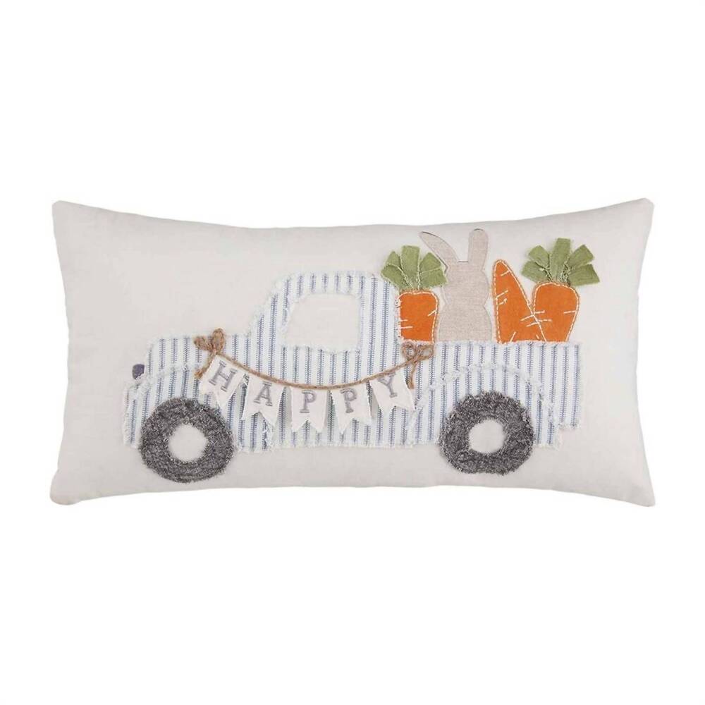 NEW MUDPIE bunny truck pillow in beige
